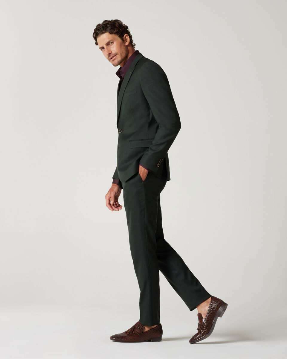 Dark Green Slim Stretch Marle Tailored Pant